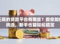 正规的贷款平台有哪些？教你如何挑选，新手也能轻松搞定