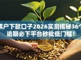 黑户下款口子2026实测揭秘36个逾期必下平台秒批低门槛！