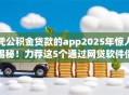 凭公积金贷款的app2025年惊人揭秘！力荐这5个通过网贷软件借钱的方式