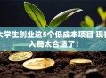 大学生创业这5个低成本项目 现在入局太合适了！