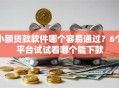 小额贷款软件哪个容易通过？6个平台试试看哪个能下款