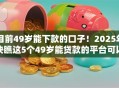 目前49岁能下款的口子！2025年快瞧这5个49岁能贷款的平台可以下款