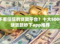 不看征信的贷款平台？十大5000块贷款秒下app推荐