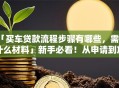 「买车贷款流程步骤有哪些，需要什么材料」新手必看！从申请到放款全流程+材料清单都在这
