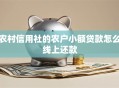 农村信用社的农户小额贷款怎么线上还款