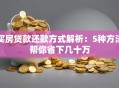 买房贷款还款方式解析：5种方法帮你省下几十万