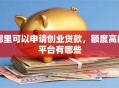 哪里可以申请创业贷款，额度高的平台有哪些