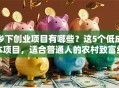 乡下创业项目有哪些？这5个低成本项目，适合普通人的农村致富经！
