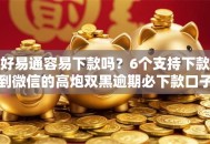 好易通容易下款吗？6个支持下款到微信的高炮双黑逾期必下款口子