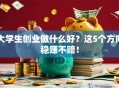 大学生创业做什么好？这5个方向稳赚不赔！