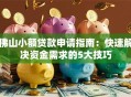 佛山小额贷款申请指南：快速解决资金需求的5大技巧