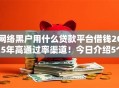网络黑户用什么贷款平台借钱2025年高通过率渠道！今日介绍5个网贷口子黑户借款软件