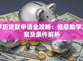 学历贷款申请全攻略：低息助学方案及条件解析