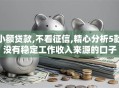 小额贷款,不看征信,精心分析5款没有稳定工作收入来源的口子