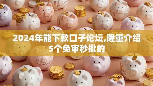 2024年能下款口子论坛,隆重介绍5个免审秒批的