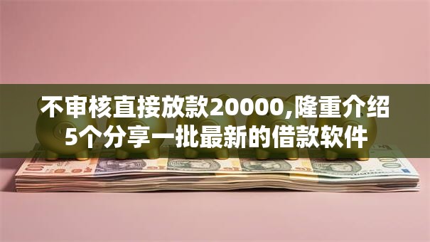 不审核直接放款20000,隆重介绍5个分享一批最新的借款软件