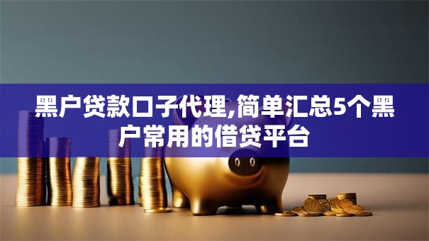 黑户贷款口子代理,简单汇总5个黑户常用的借贷平台