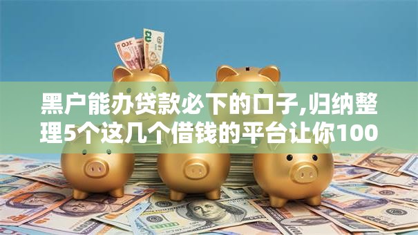 黑户能办贷款必下的口子,归纳整理5个这几个借钱的平台让你100%能借到