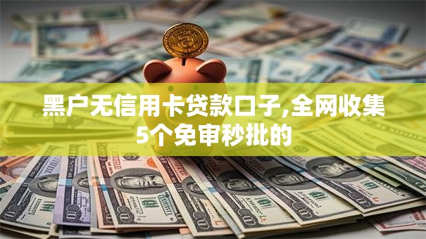 黑户无信用卡贷款口子,全网收集5个免审秒批的