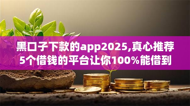 黑口子下款的app2025,真心推荐5个借钱的平台让你100%能借到