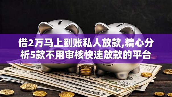 借2万马上到账私人放款,精心分析5款不用审核快速放款的平台