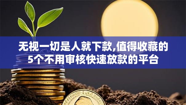无视一切是人就下款,值得收藏的5个不用审核快速放款的平台