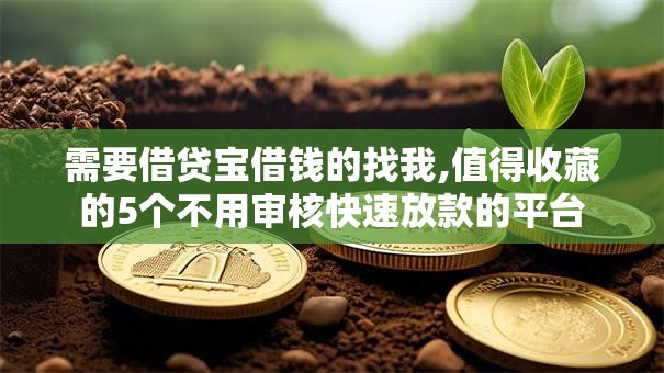 需要借贷宝借钱的找我,值得收藏的5个不用审核快速放款的平台