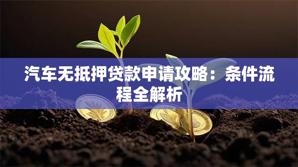 汽车无抵押贷款申请攻略：条件流程全解析