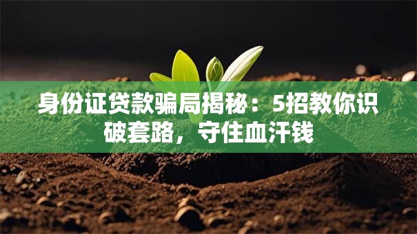 身份证贷款骗局揭秘：5招教你识破套路，守住血汗钱
