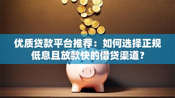 优质贷款平台推荐：如何选择正规低息且放款快的借贷渠道？
