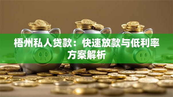 梧州私人贷款：快速放款与低利率方案解析