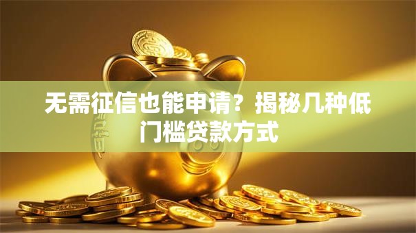 无需征信也能申请？揭秘几种低门槛贷款方式