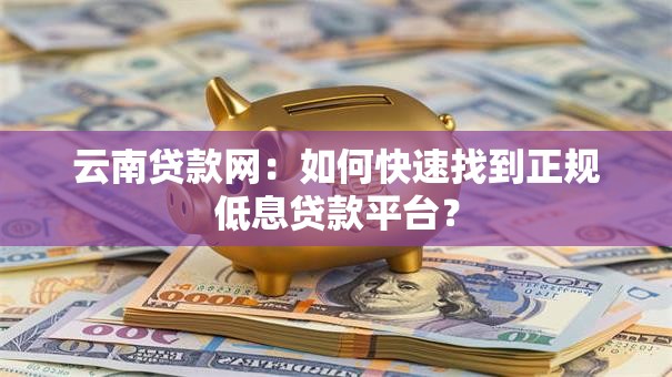 云南贷款网：如何快速找到正规低息贷款平台？