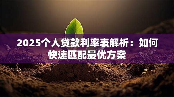 2025个人贷款利率表解析：如何快速匹配最优方案