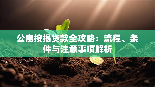 公寓按揭贷款全攻略：流程、条件与注意事项解析