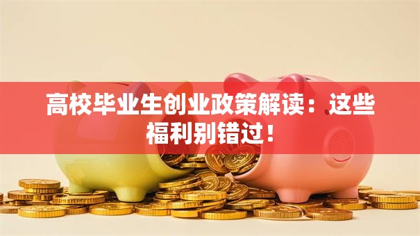 高校毕业生创业政策解读：这些福利别错过！