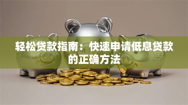 轻松贷款指南：快速申请低息贷款的正确方法
