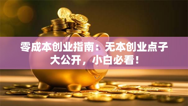 零成本创业指南：无本创业点子大公开，小白必看！