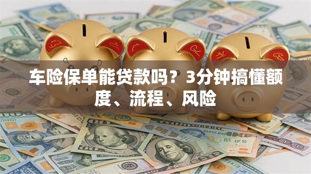 车险保单能贷款吗？3分钟搞懂额度、流程、风险
