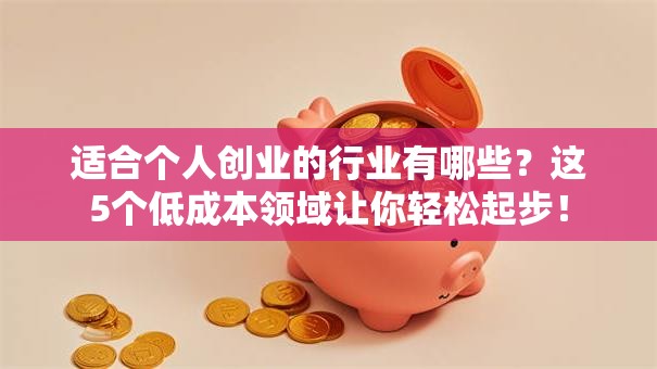 适合个人创业的行业有哪些？这5个低成本领域让你轻松起步！