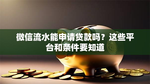 微信流水能申请贷款吗？这些平台和条件要知道