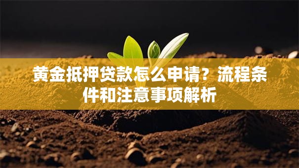 黄金抵押贷款怎么申请？流程条件和注意事项解析