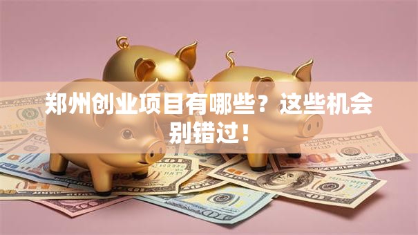 郑州创业项目有哪些？这些机会别错过！