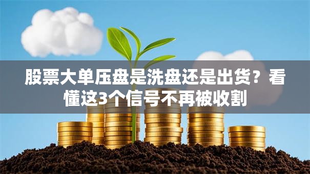 股票大单压盘是洗盘还是出货？看懂这3个信号不再被收割