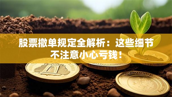 股票撤单规定全解析：这些细节不注意小心亏钱！