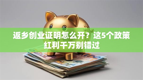 返乡创业证明怎么开？这5个政策红利千万别错过