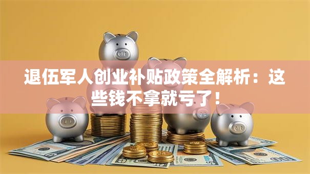 退伍军人创业补贴政策全解析：这些钱不拿就亏了！