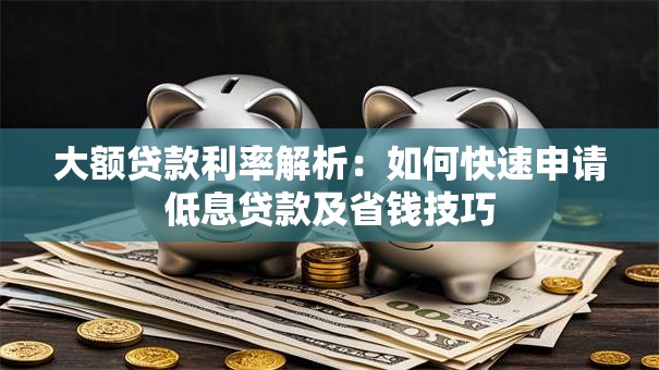 大额贷款利率解析：如何快速申请低息贷款及省钱技巧
