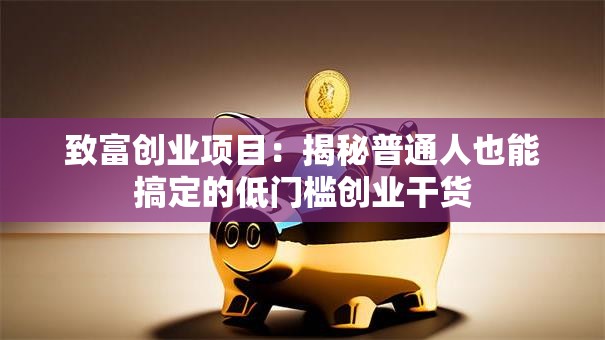 致富创业项目：揭秘普通人也能搞定的低门槛创业干货
