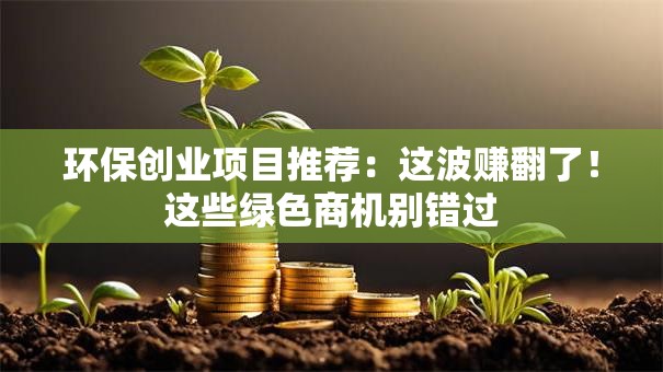 环保创业项目推荐：这波赚翻了！这些绿色商机别错过